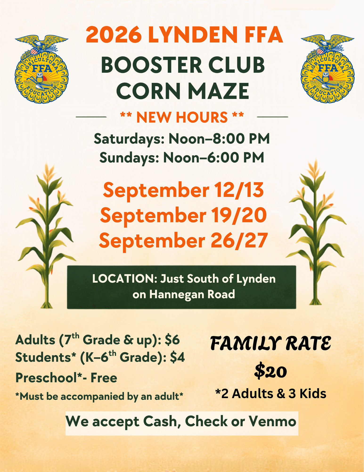 Lynden FFA Corn Maze Flyer